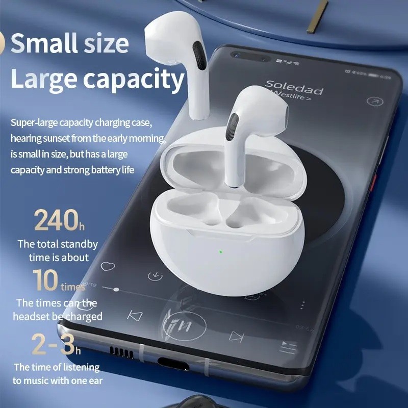 Original Air Pro 6 TWS Wireless Headphones Bluetooth Earphones In Ear Earbuds Earpod Sports Gamer Pods Headset  Wireless Earbuds