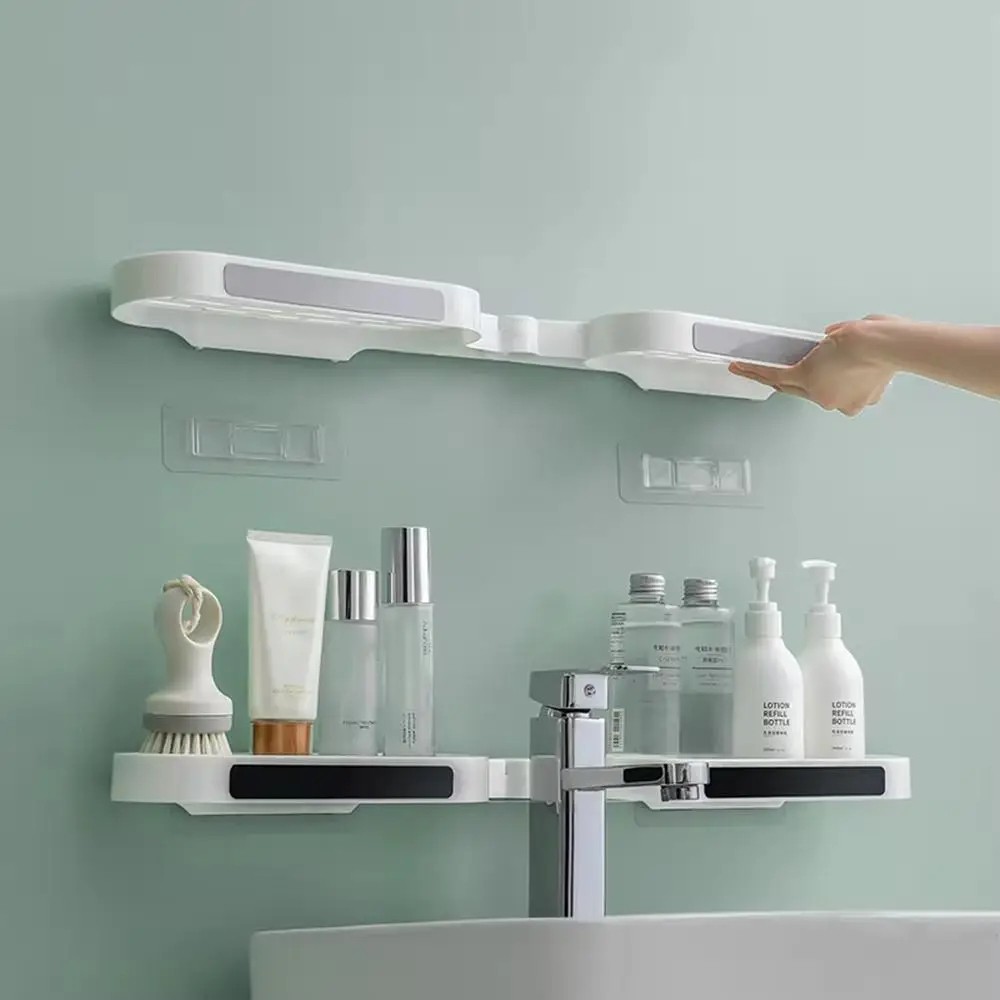 180 Degree Corner Rotating Wall-mounted Bathroom Organizer Storage Rack - KD098